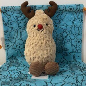RETIRED‼️ Jelycat Peanut Reindeer NWT with Dust Bag Christmas Gift